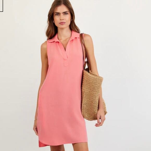 Bella Dahl Dresses & Skirts - Bella Dahl Sleeveless A-line Wild Coral Pink Beach Boho Summer Shirtdress L